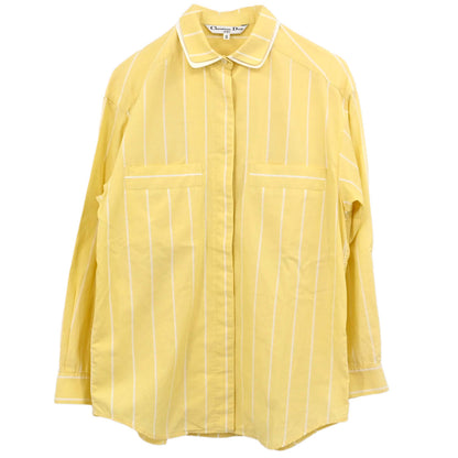 Christian Dior Striped Shirt Top Light Yellow White #S