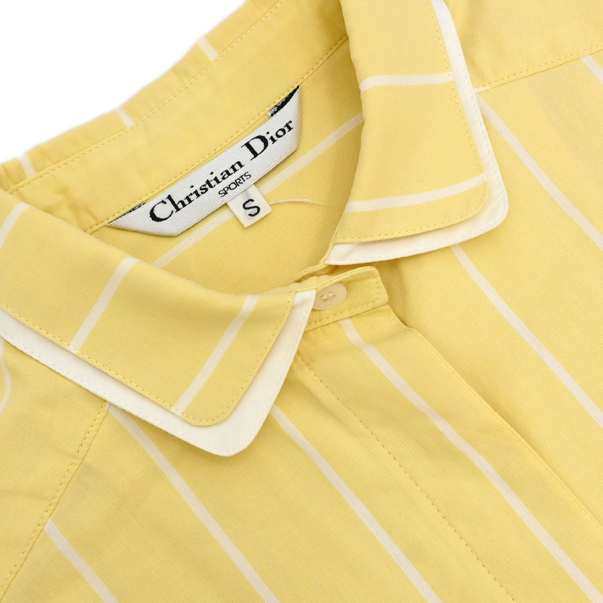 Christian Dior Striped Shirt Top Light Yellow White #S