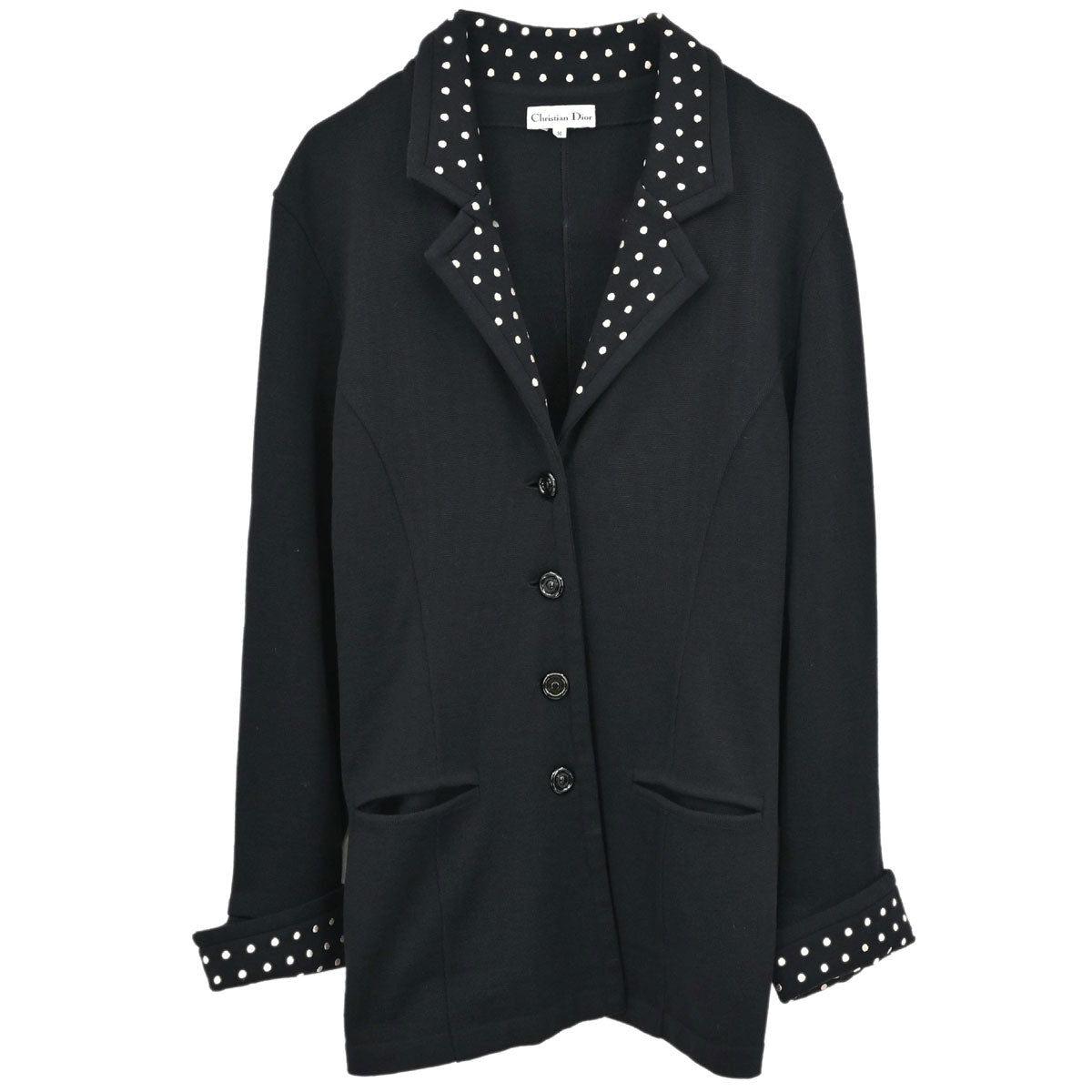 Christian Dior 1980s Polka Dot Detail Single-Breasted Jacket #M