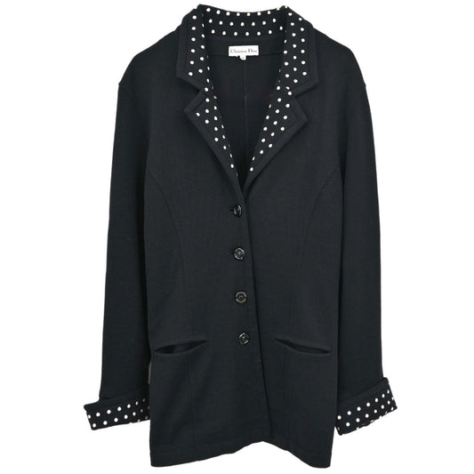 Christian Dior 1980s Polka Dot Detail Single-Breasted Jacket #M