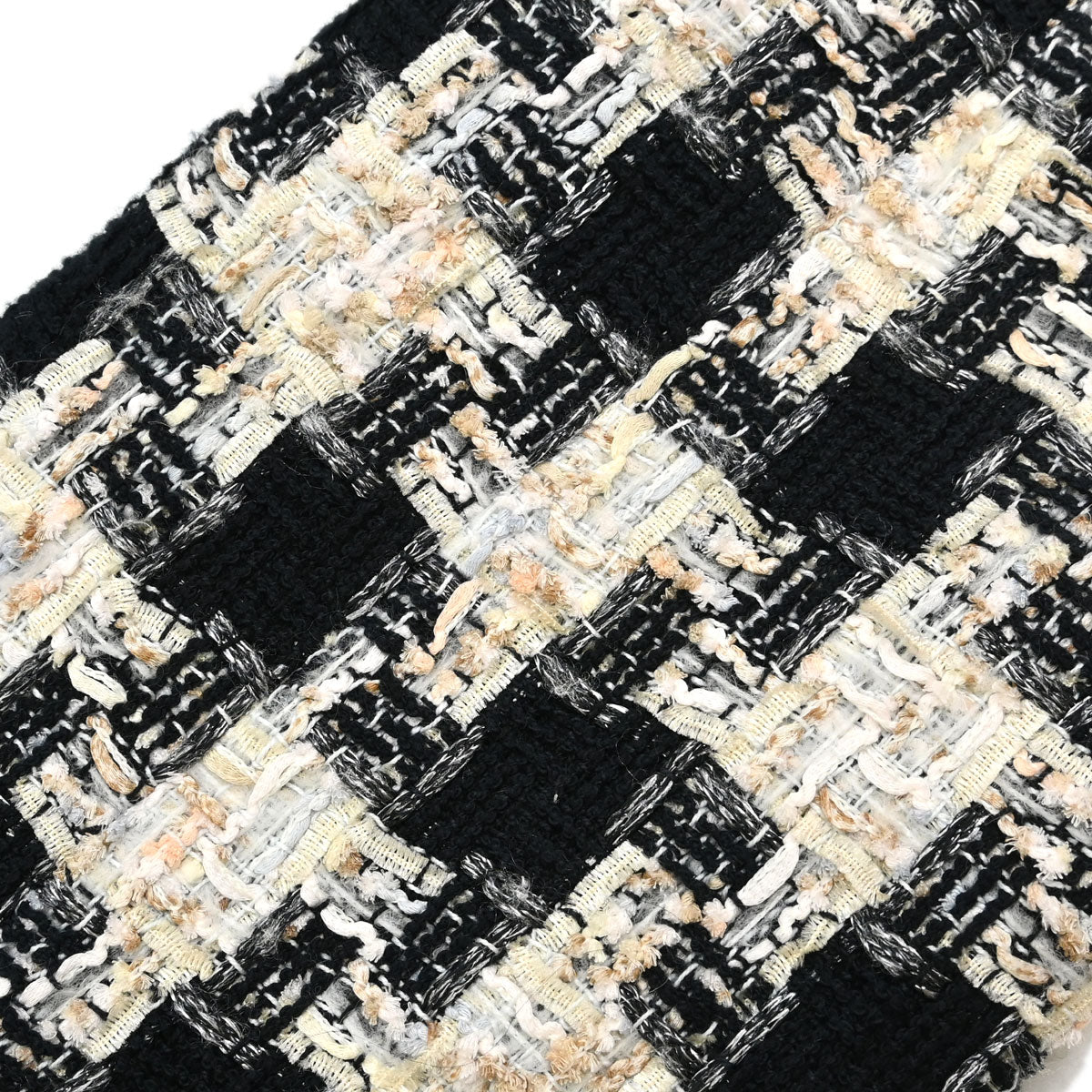 Chanel 2004 Collarless Houndstooth Bow Jacket Tweed Black #38