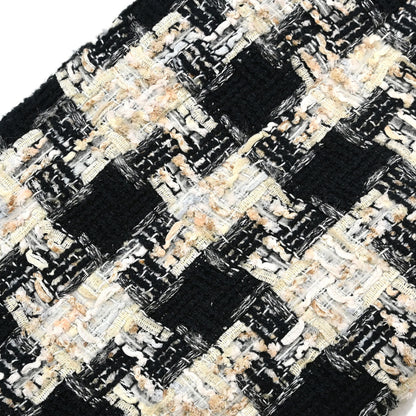Chanel 2004 Collarless Houndstooth Bow Jacket Tweed Black #38