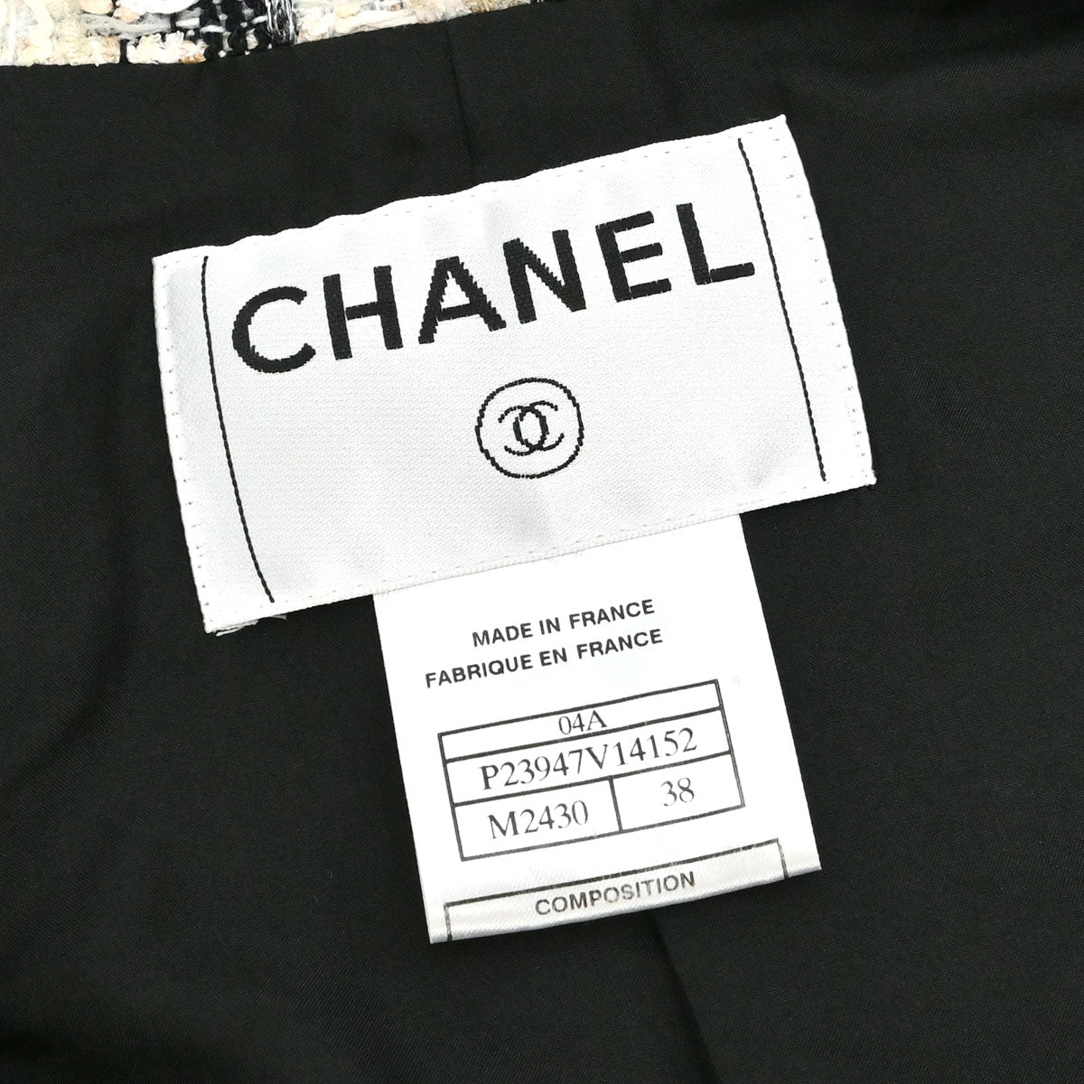 Chanel 2004 Collarless Houndstooth Bow Jacket Tweed Black #38