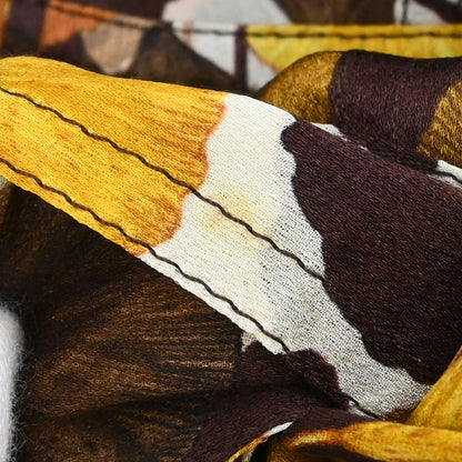 Gucci 2007 Tie-Neck Blouse Top Ginkgo Leaf Print Brown #38