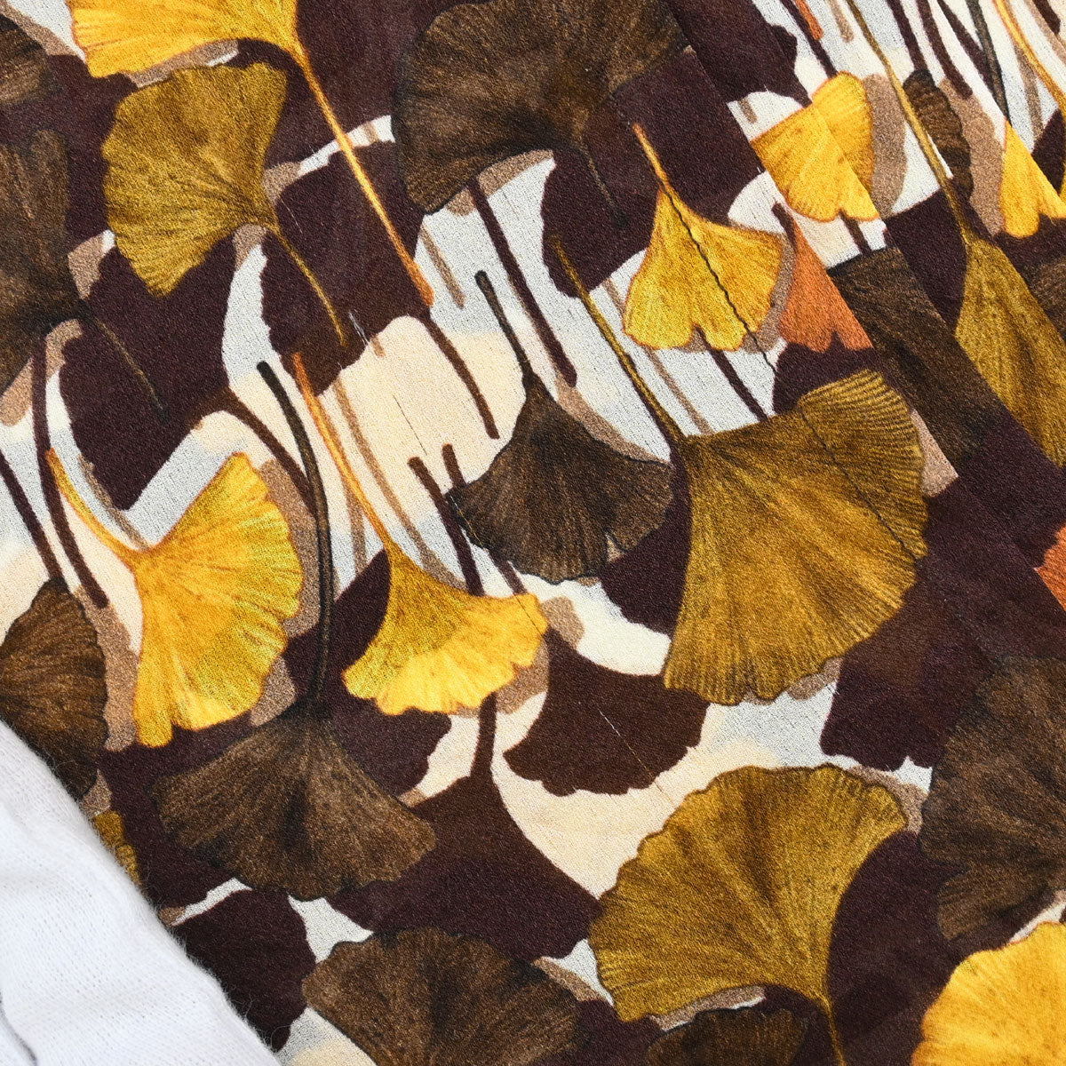 Gucci 2007 Tie-Neck Blouse Top Ginkgo Leaf Print Brown #38