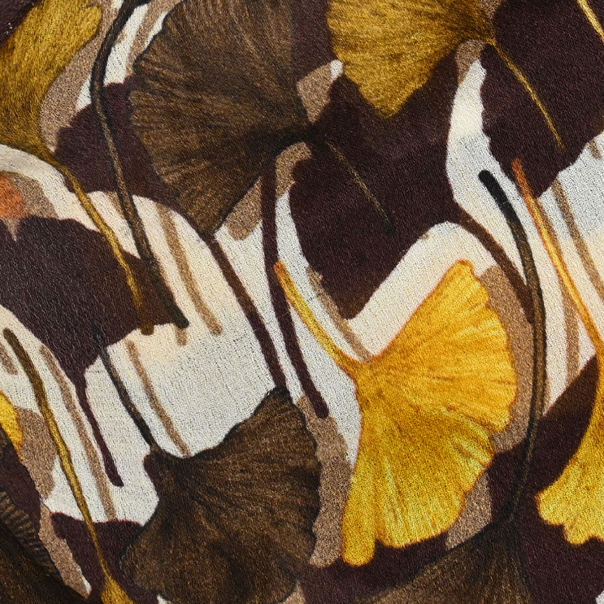 Gucci 2007 Tie-Neck Blouse Top Ginkgo Leaf Print Brown #38