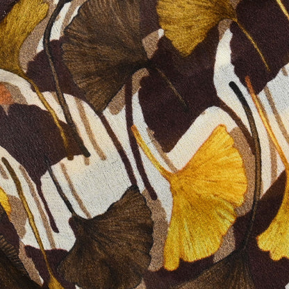 Gucci 2007 Tie-Neck Blouse Top Ginkgo Leaf Print Brown #38