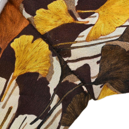 Gucci 2007 Tie-Neck Blouse Top Ginkgo Leaf Print Brown #38