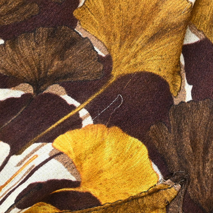 Gucci 2007 Tie-Neck Blouse Top Ginkgo Leaf Print Brown #38
