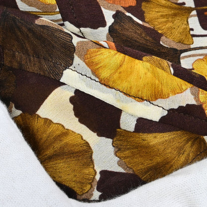 Gucci 2007 Tie-Neck Blouse Top Ginkgo Leaf Print Brown #38