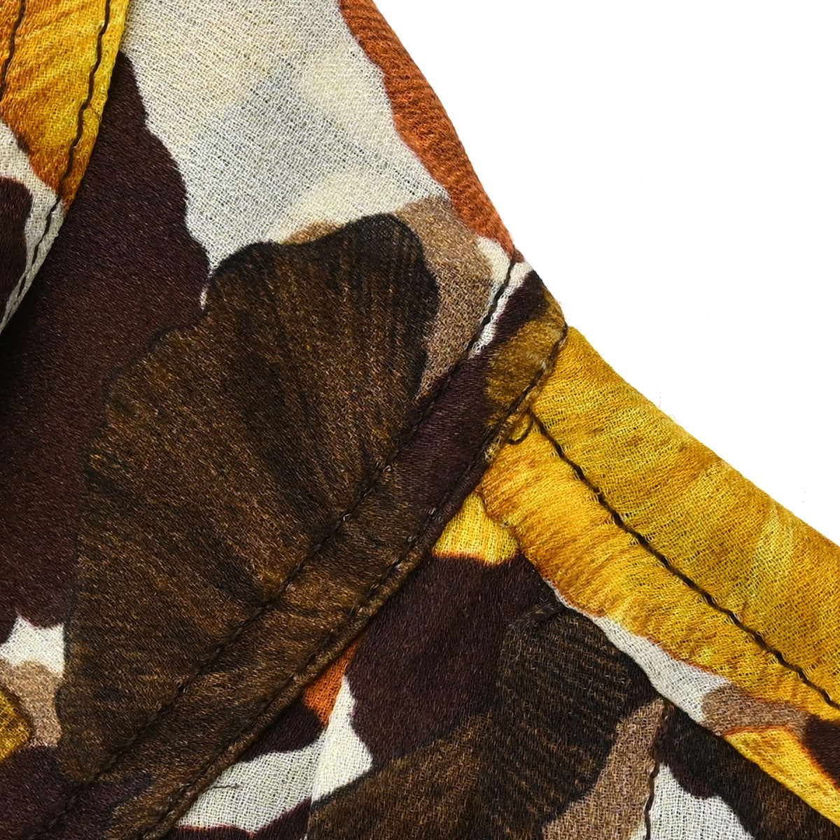 Gucci 2007 Tie-Neck Blouse Top Ginkgo Leaf Print Brown #38