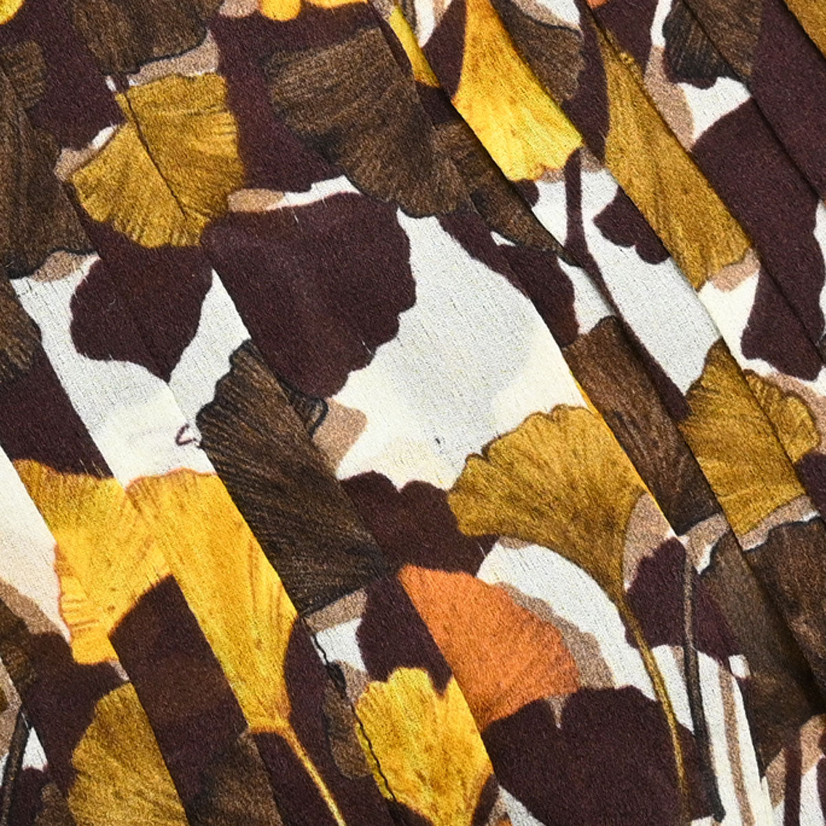 Gucci 2007 Tie-Neck Blouse Top Ginkgo Leaf Print Brown #38