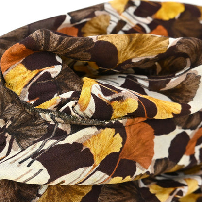 Gucci 2007 Tie-Neck Blouse Top Ginkgo Leaf Print Brown #38