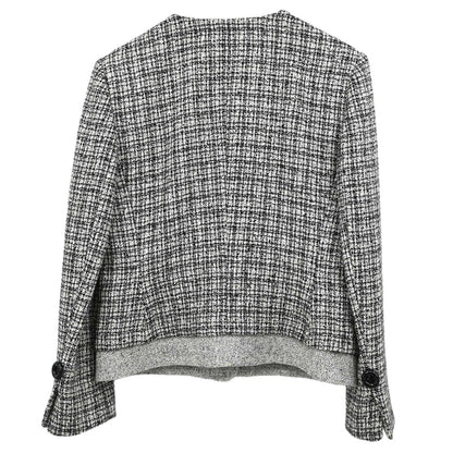 Christian Dior Collarless Tweed Jacket Gray #M