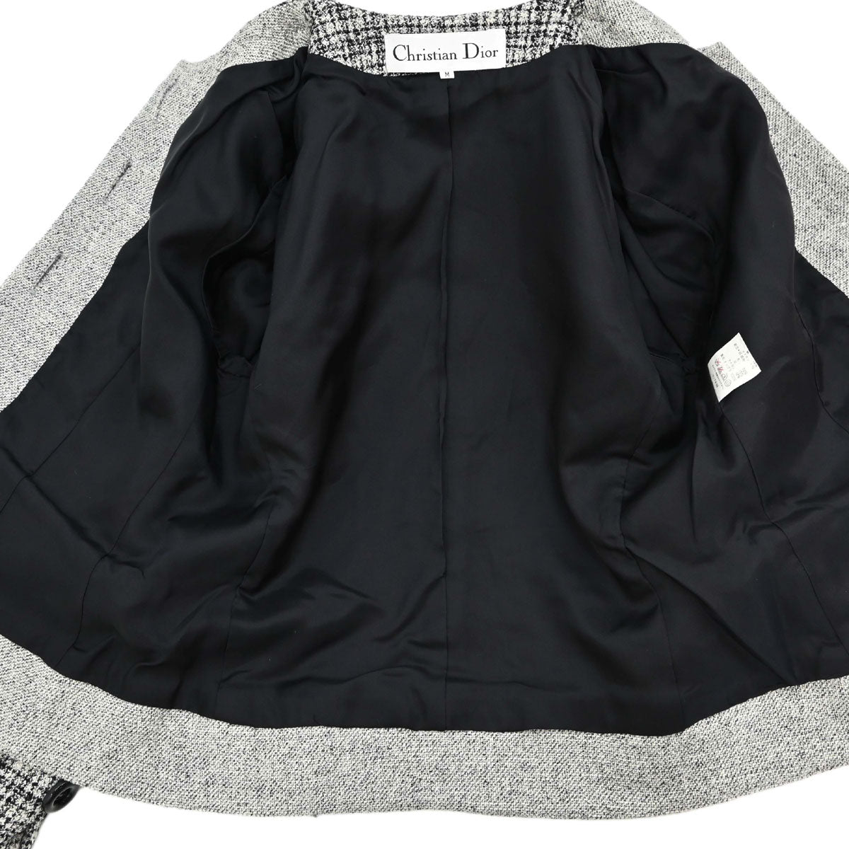 Christian Dior Collarless Tweed Jacket Gray #M