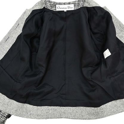 Christian Dior Collarless Tweed Jacket Gray #M