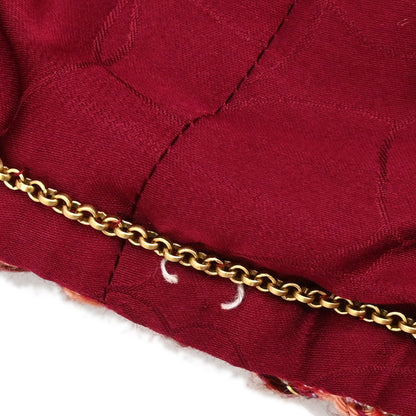 Chanel 2002 Tweed Multicolor Collarless Jacket Red #36