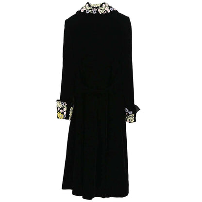 Miu Miu 2019 Embroidery Rhinestone Long Coat Black #38