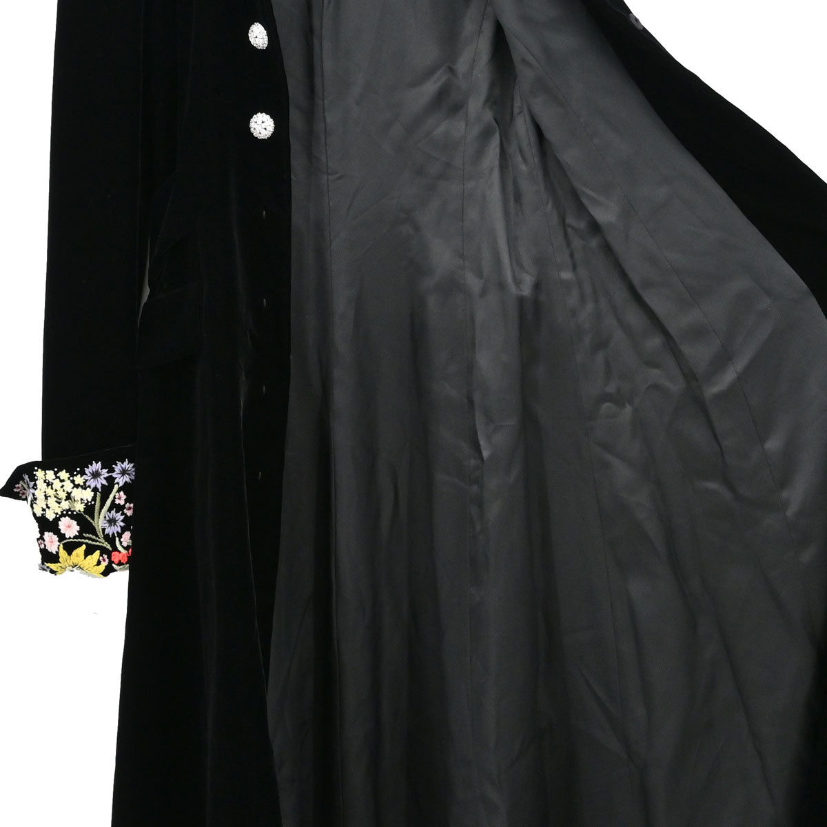 Miu Miu 2019 Embroidery Rhinestone Long Coat Black #38