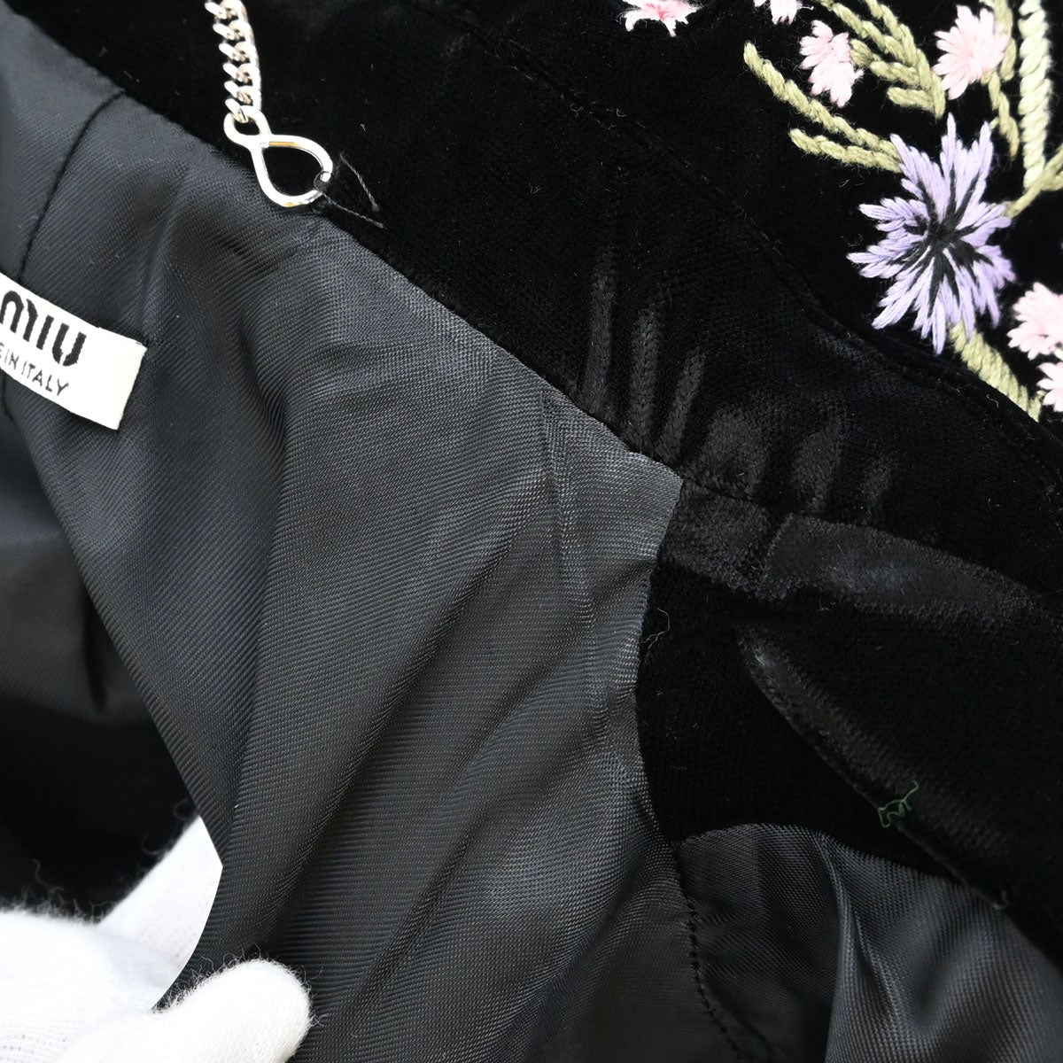 Miu Miu 2019 Embroidery Rhinestone Long Coat Black #38