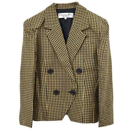 Christian Dior Double Breasted Houndstooth Jacket Black #36–38