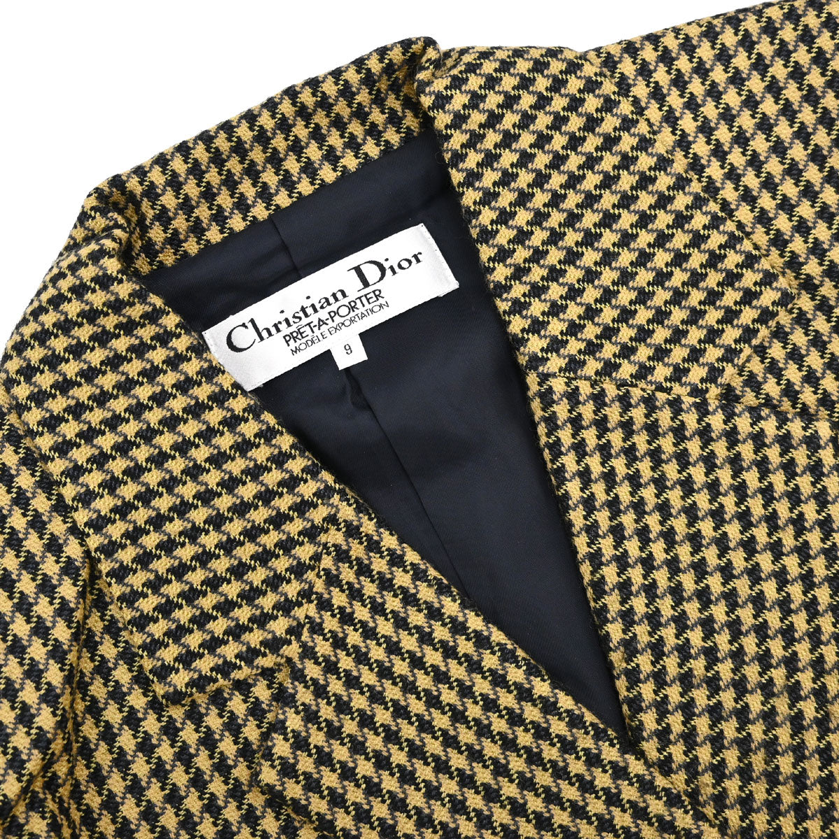 Christian Dior Double Breasted Houndstooth Jacket Black #36–38