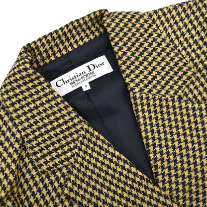 Christian Dior Double Breasted Houndstooth Jacket Black #36–38