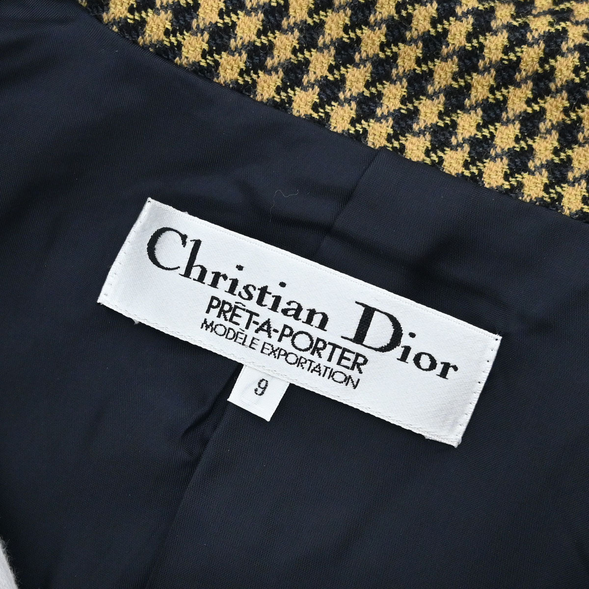 Christian Dior Double Breasted Houndstooth Jacket Black #36–38