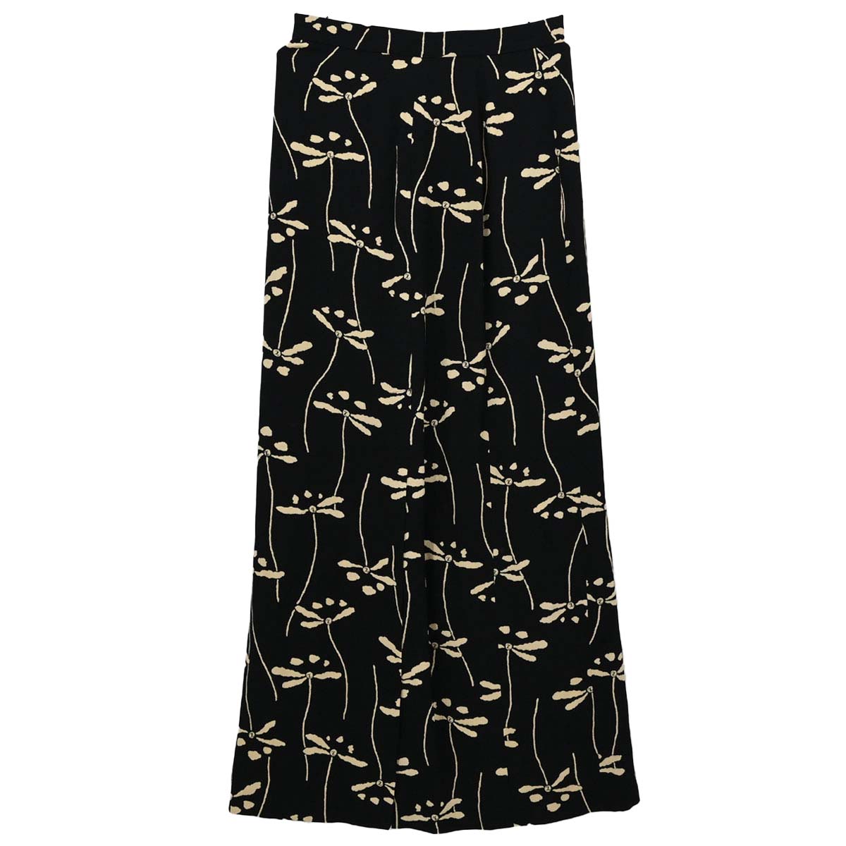 Chanel 1998 Floral Print Silk Skirt Black #38
