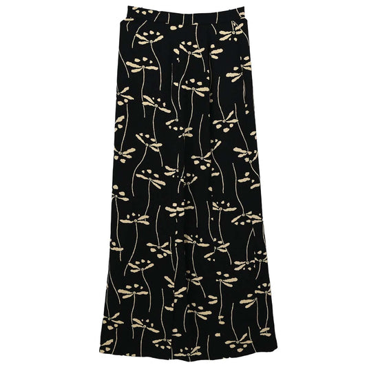 Chanel 1998 Floral Print Silk Skirt Black #38