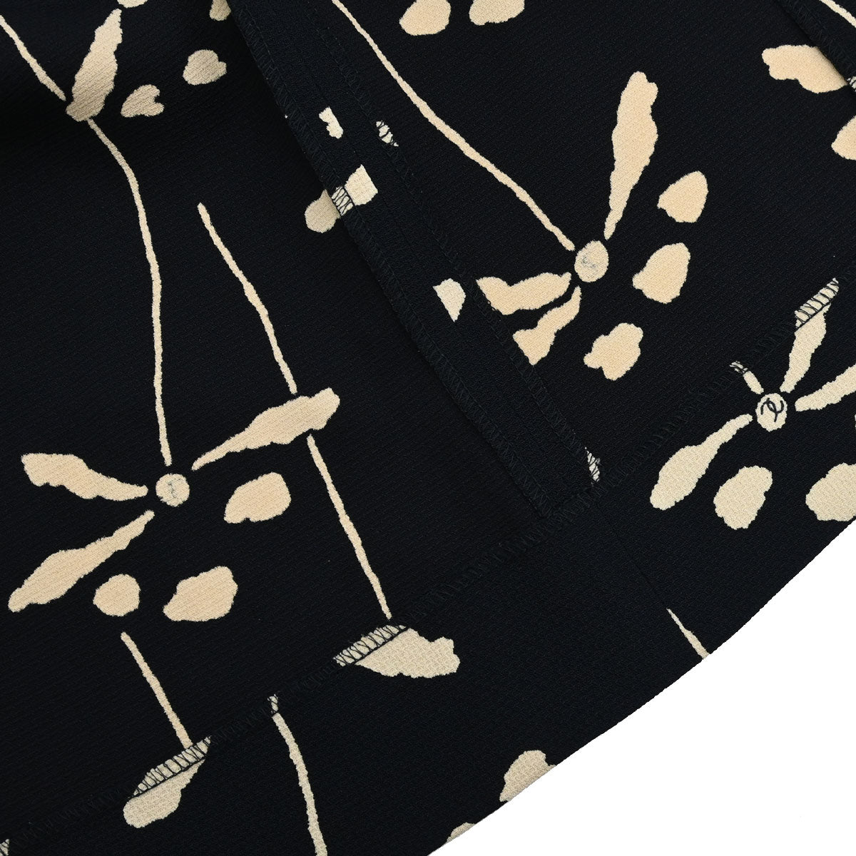 Chanel 1998 Floral Print Silk Skirt Black #38