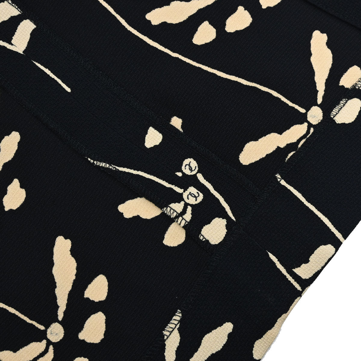 Chanel 1998 Floral Print Silk Skirt Black #38