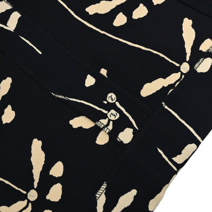 Chanel 1998 Floral Print Silk Skirt Black #38
