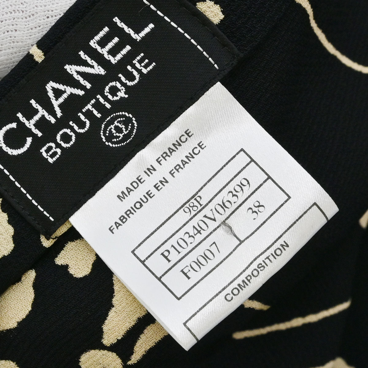 Chanel 1998 Floral Print Silk Skirt Black #38