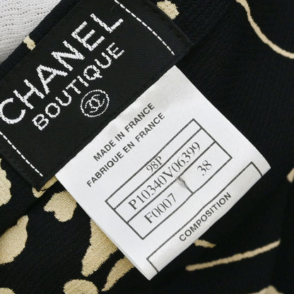 Chanel 1998 Floral Print Silk Skirt Black #38
