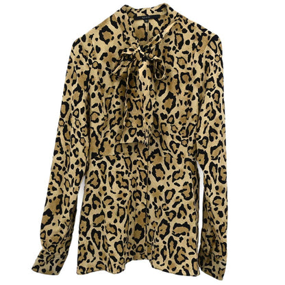 Gucci 2007 Leopard Print Silk Bow-Tie Blouse #40