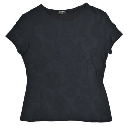Chanel Camellia Jersey Top Black