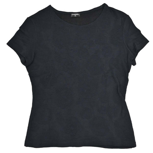 Chanel Camellia Jersey Top Black
