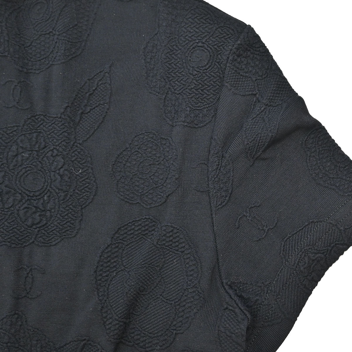Chanel Camellia Jersey Top Black