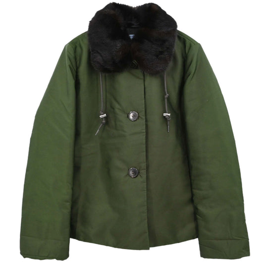 Prada 2015 Nylon Jacket Mink Fur Green #38