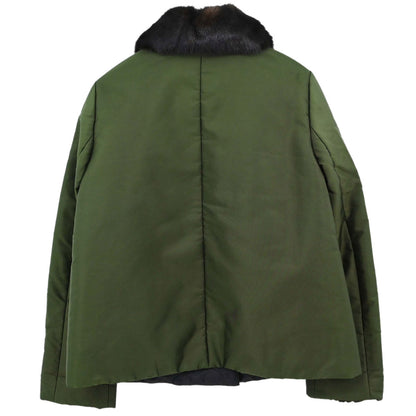 Prada 2015 Nylon Jacket Mink Fur Green #38