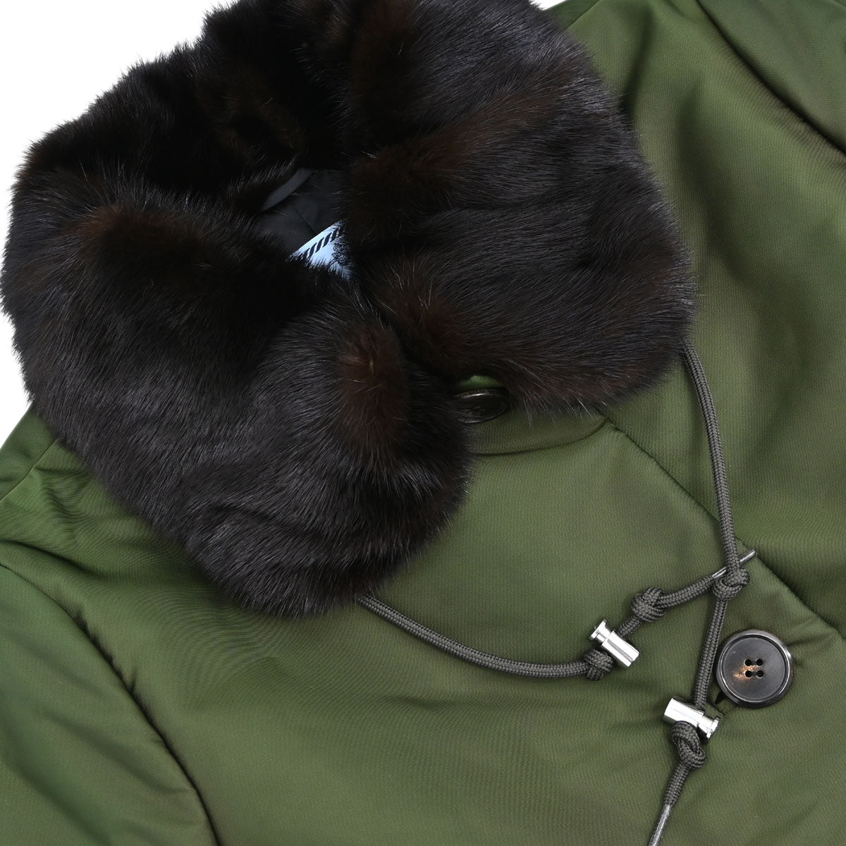 Prada 2015 Nylon Jacket Mink Fur Green #38