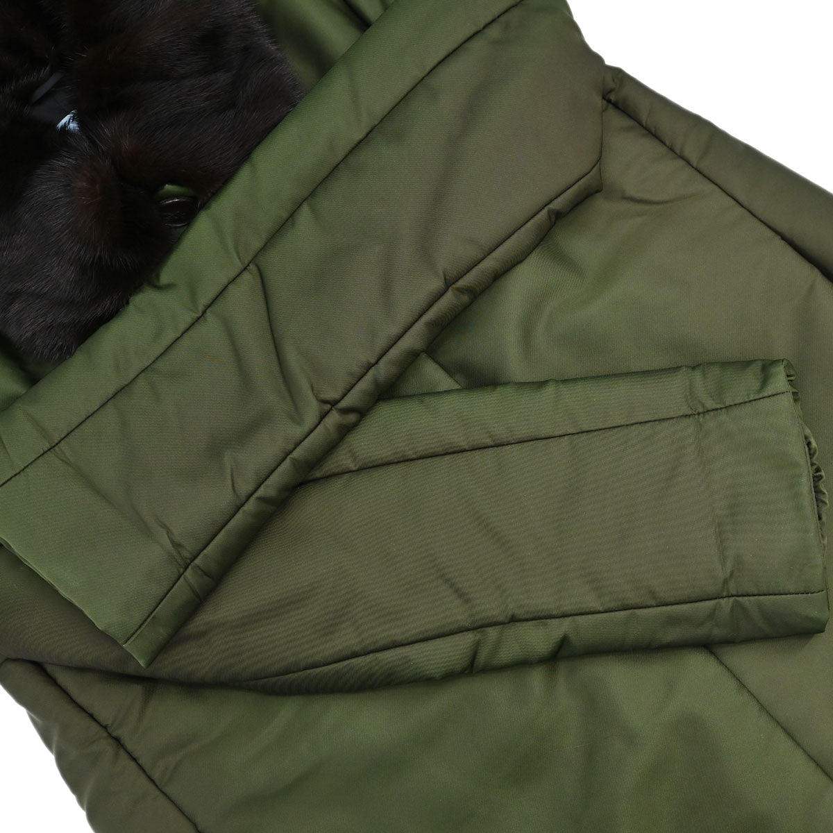 Prada 2015 Nylon Jacket Mink Fur Green #38