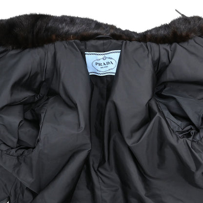 Prada 2015 Nylon Jacket Mink Fur Green #38