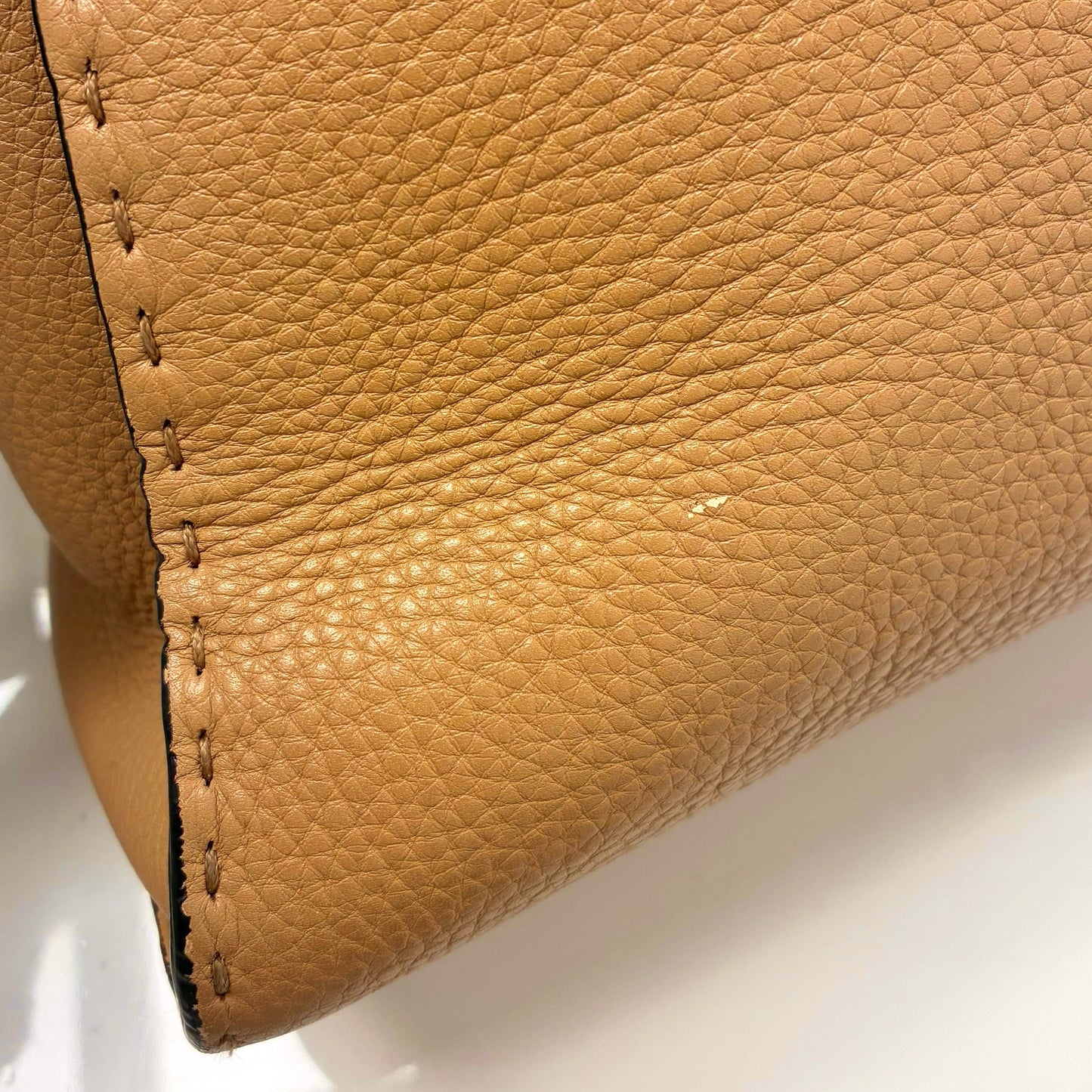 Fendi * Beige Leather Peekaboo 2way Shoulder Handbag