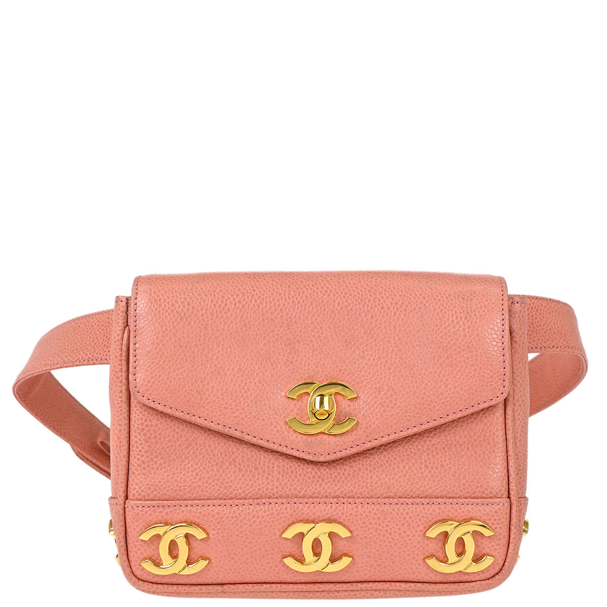 Chanel Pink Caviar Skin Triple CC Waist Bum Bag #75/30