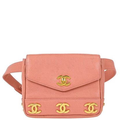 Chanel Pink Caviar Skin Triple CC Waist Bum Bag #75/30