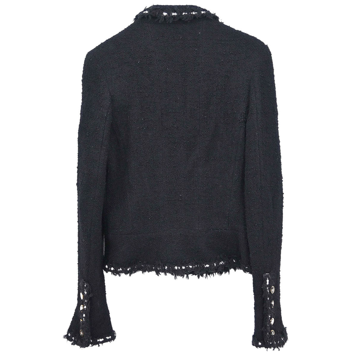 Chanel 1994 Single Breasted Jacket Tweed Black #38