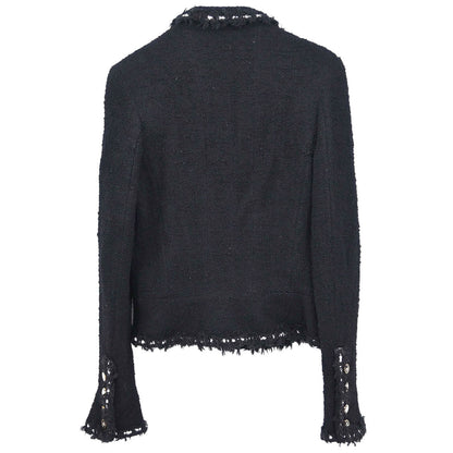Chanel 1994 Single Breasted Jacket Tweed Black #38