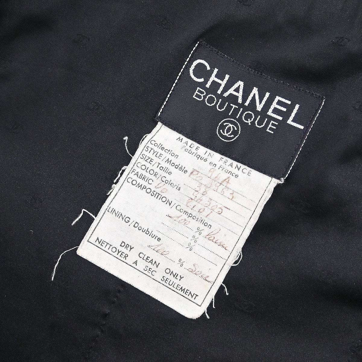 Chanel 1994 Single Breasted Jacket Tweed Black #38